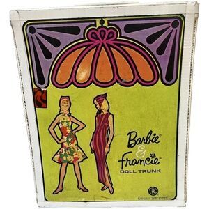 Vintage 1965 Barbie & Francie Doll Trunk White Collector Case- FREE SHIPPING